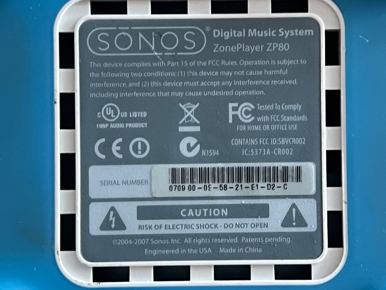 SONOS Digital Music System ZonePlayer ZP80 – No Power Cord