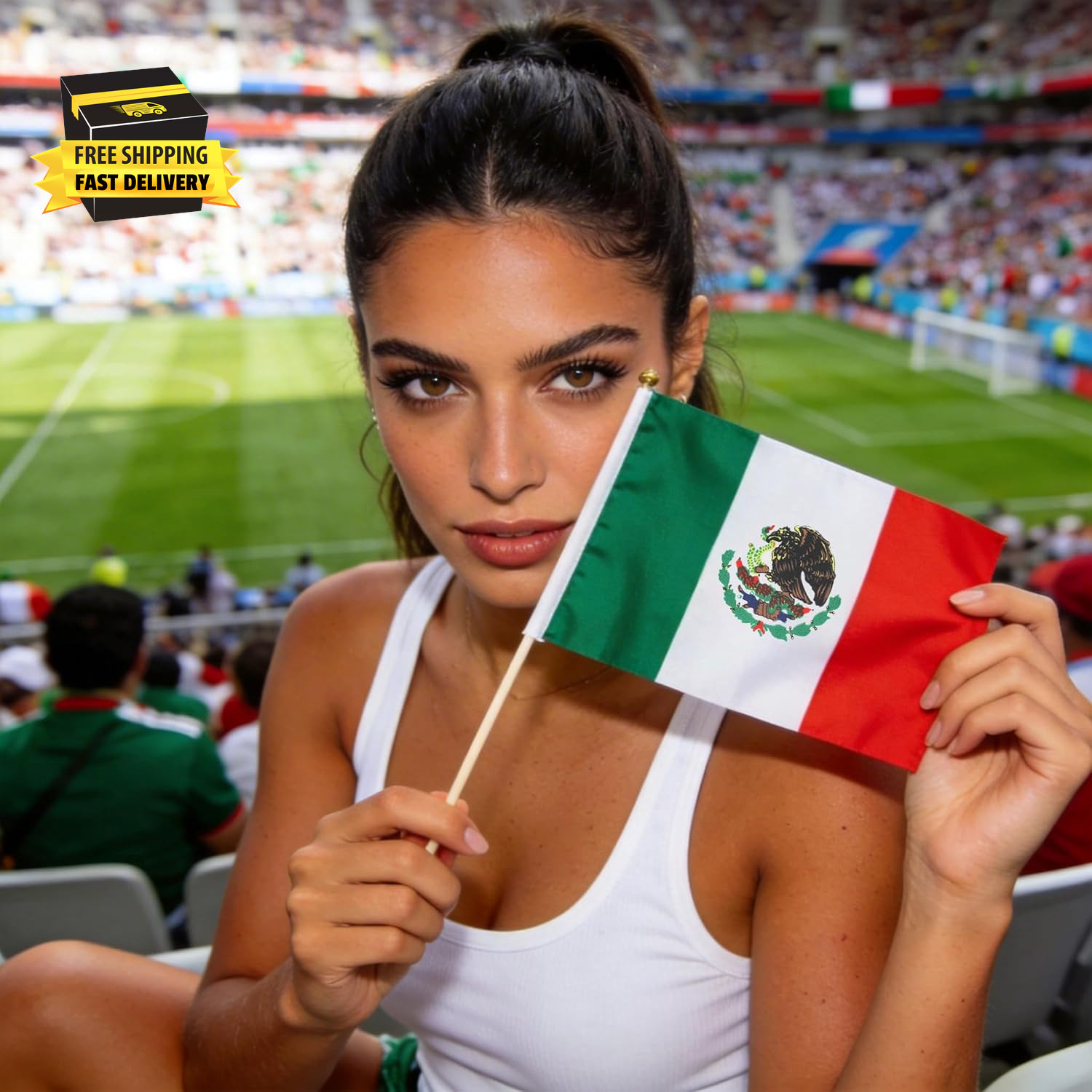 6PCS Hand-Held Small Mexico Flags for World Cup 2026【HD Printing】【Lightweight】【P