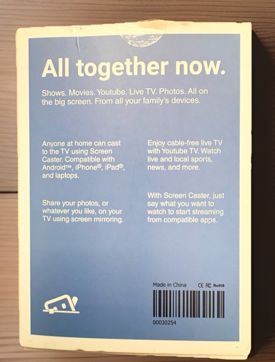 TV Buddy Screen Caster Streaming Device for Android or Apple; HDMI, Plug & Play