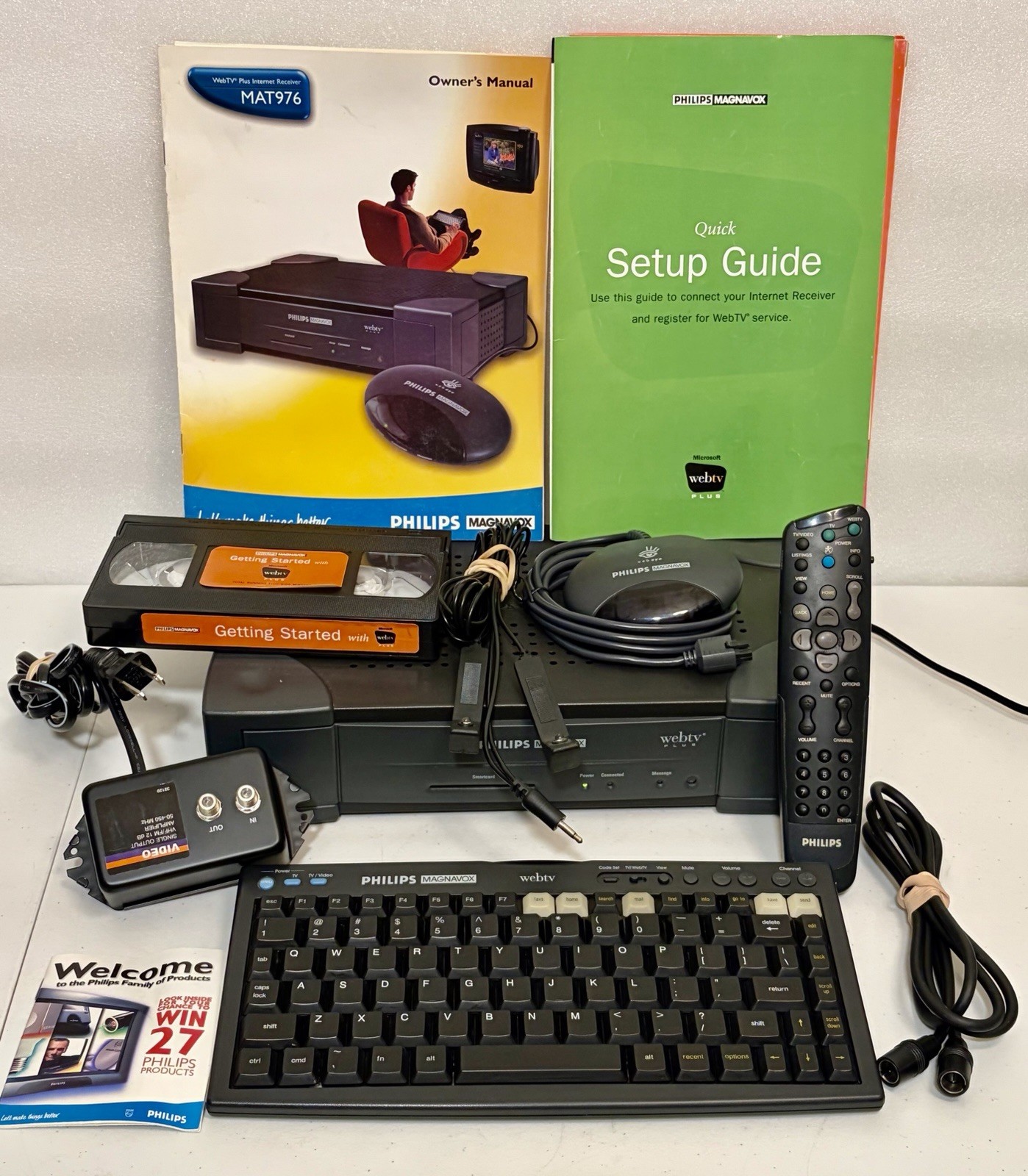 VTG Philips Magnavox WebTV Receiver MAT976A101 Complete Remote Keyboard WebEye