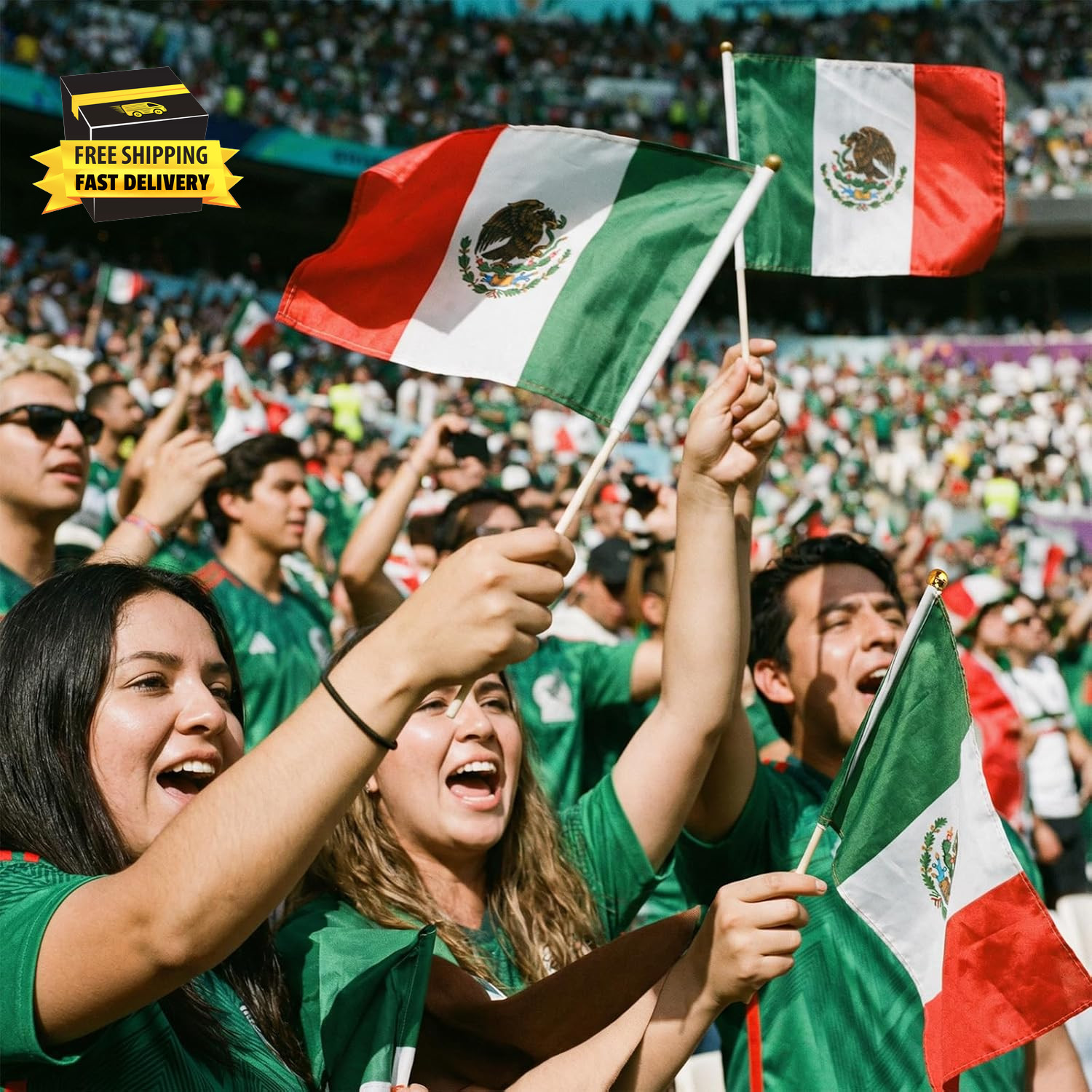 6PCS Hand-Held Small Mexico Flags for World Cup 2026【HD Printing】【Lightweight】【P