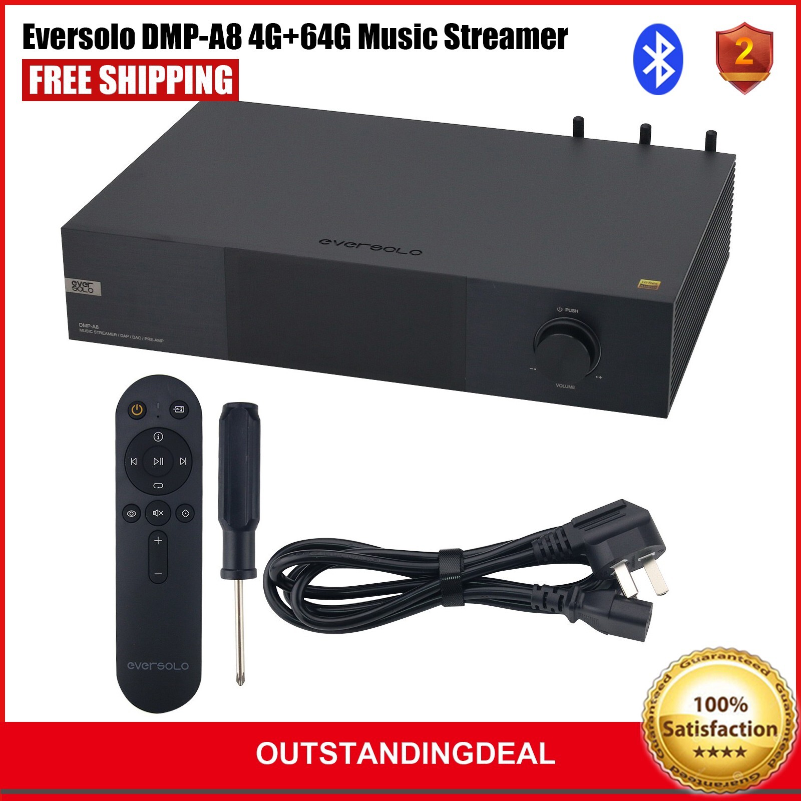 Eversolo DMP-A8 4G+64G Music Streamer DAC QCC5125 Bluetooth 5.0 Receiver os67