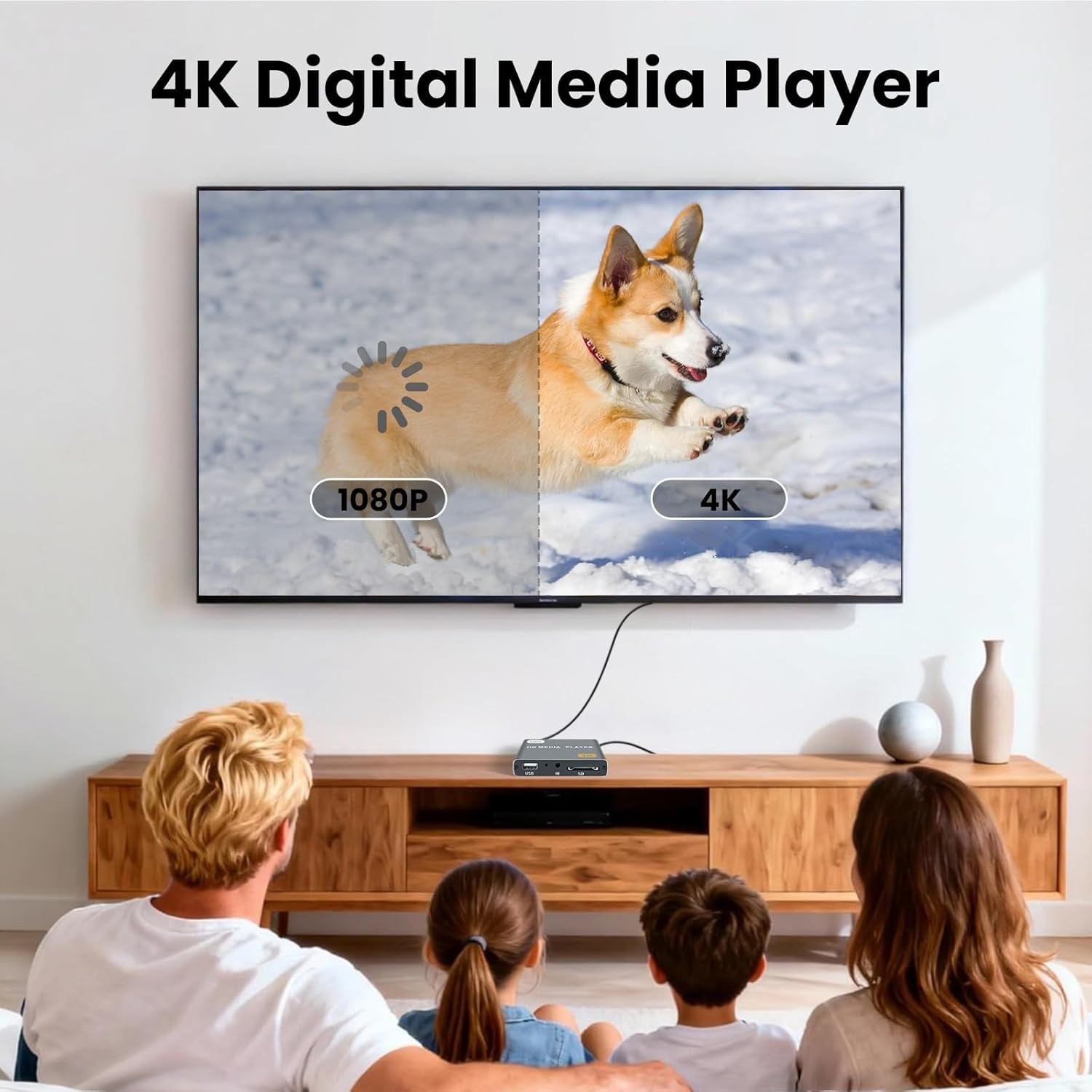 4K@30Hz HD Digital Media Player with USB/TF Card Slot for TV Projector | Supp…