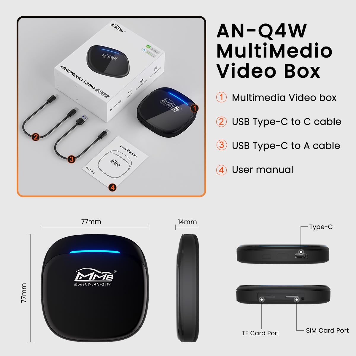MMB MAX 5.0 CarPlay Box 2026 Android 13.0 Multimedia Video Ai Box, QCM 6225 8…