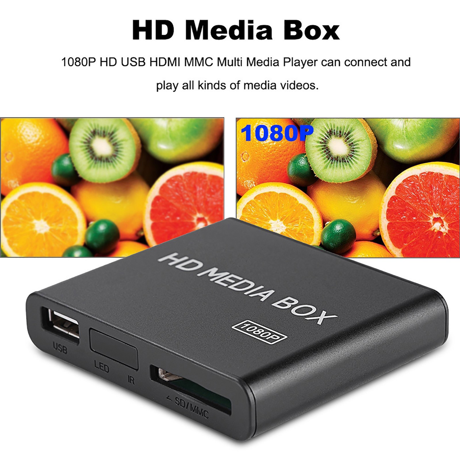 Full HD Box 1080P Media Player Box Support USB RMVB MP3 AVI MKV EU Plug❤TUA Part