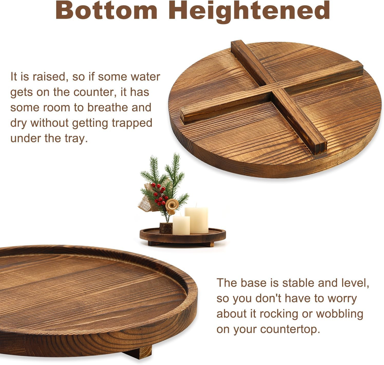 12 Inch Large round Decorative Tray Wood Bathroom Counter Organizer Farmhouse…
