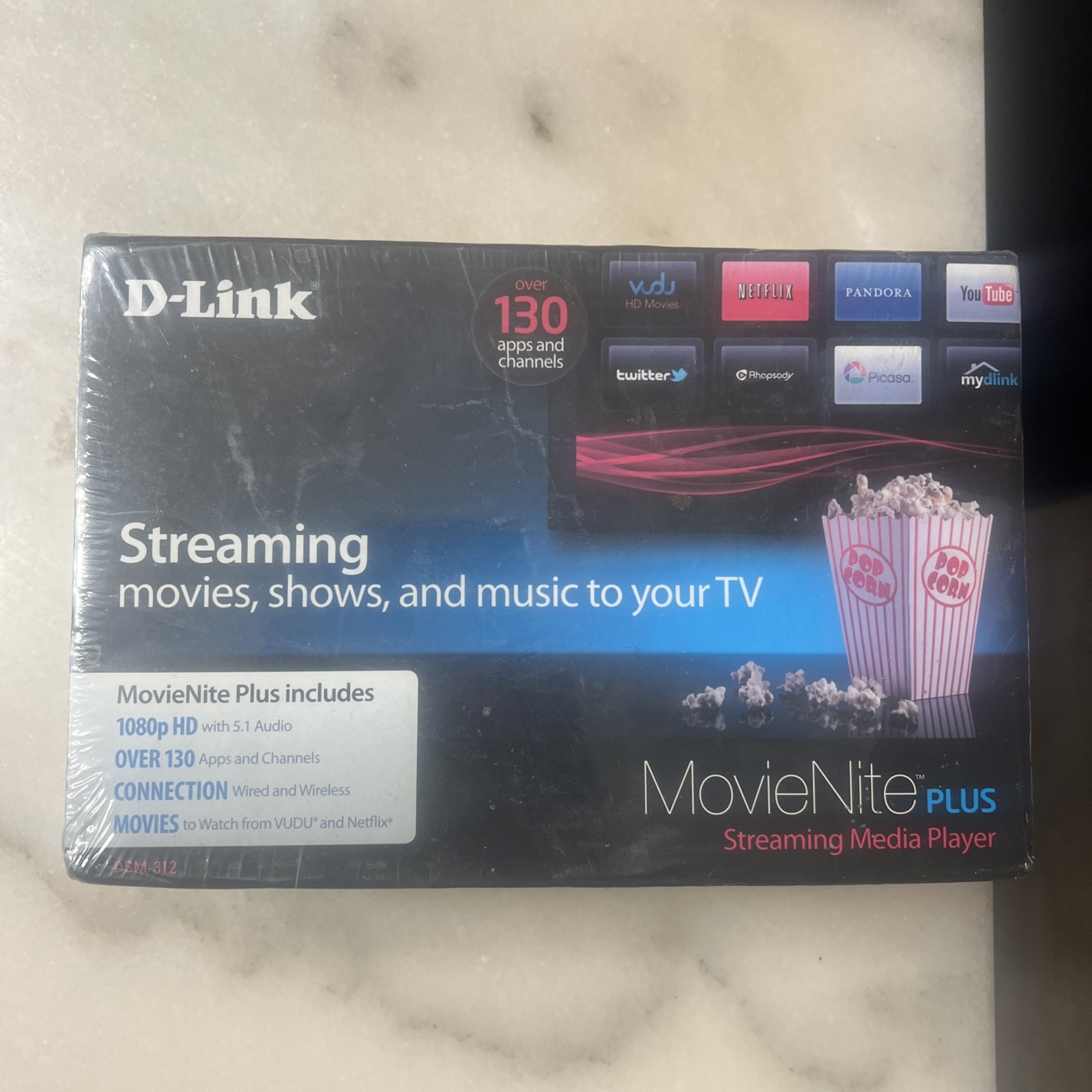 D-Link MovieNite Plus Streaming Media Player DSM -312 With Remote Sealed