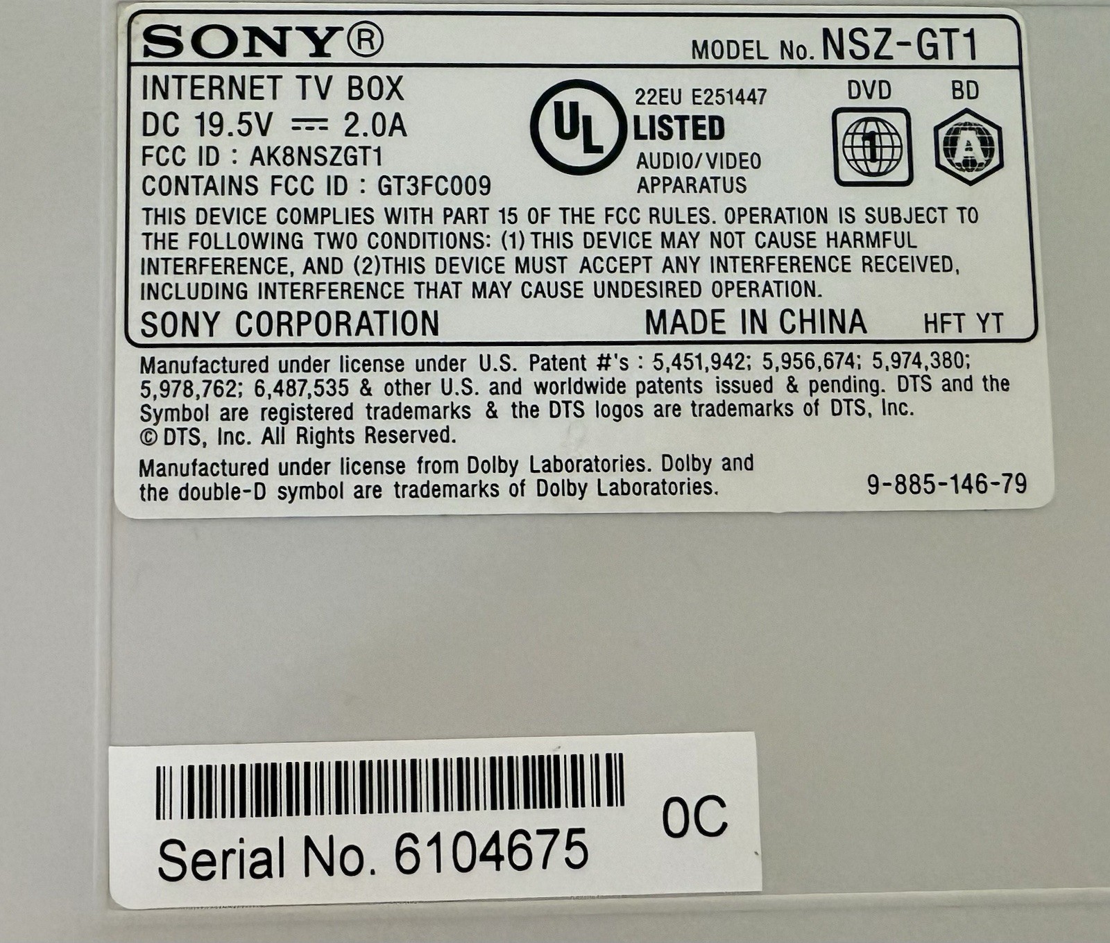 Sony 1080p Internet Google TV Box w/ Remote & Power Supply NSZ-GT1 Tested