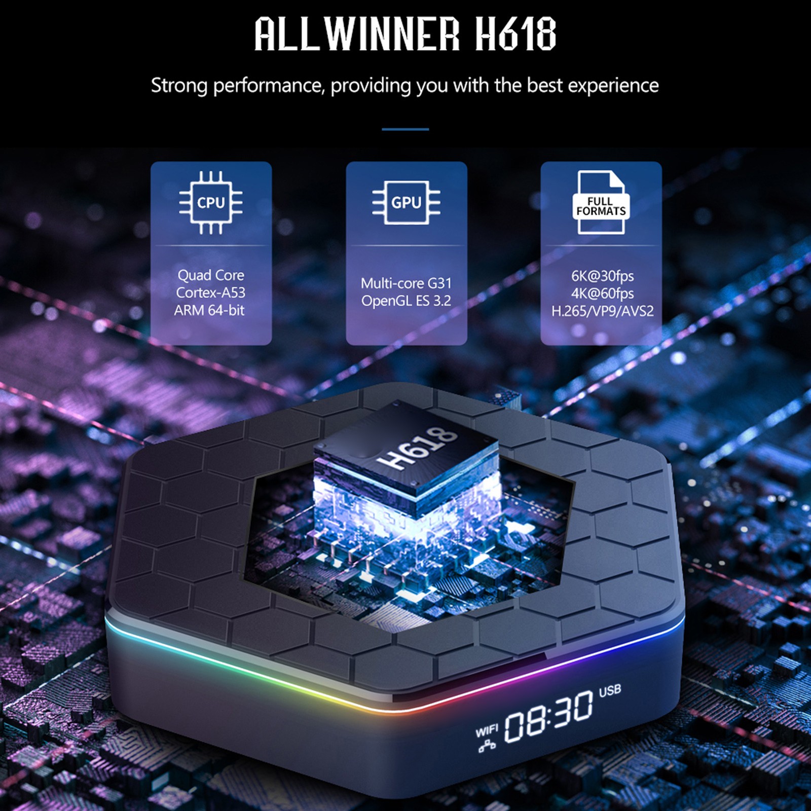 Smart Home Media Player 2.4G 5G Dual Band WiFi6 BT 5.0 4K Media Player TV B HTWM