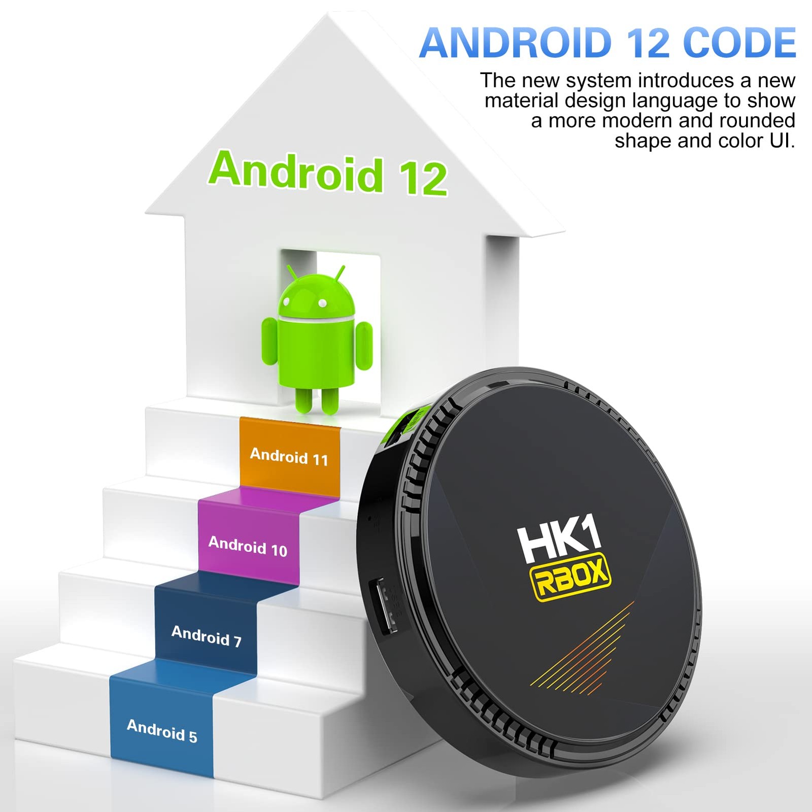 HK1 Android TV Box 2026, Android 12.0 TV Box with 8K Decoding 4GB RAM 32GB RO…