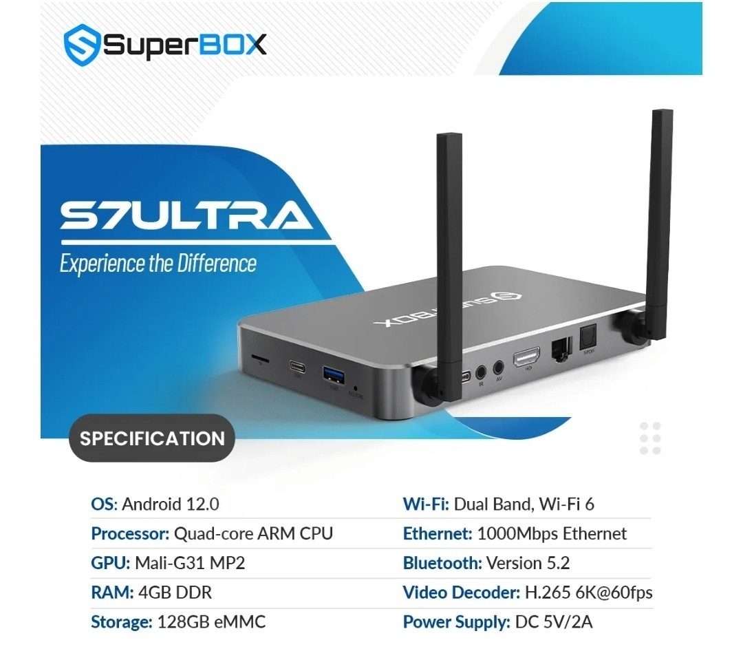 SuperBox S7 Ultra Streaming MP 1700 Channels, NFL, MLB, NBA, NHL, NCAA