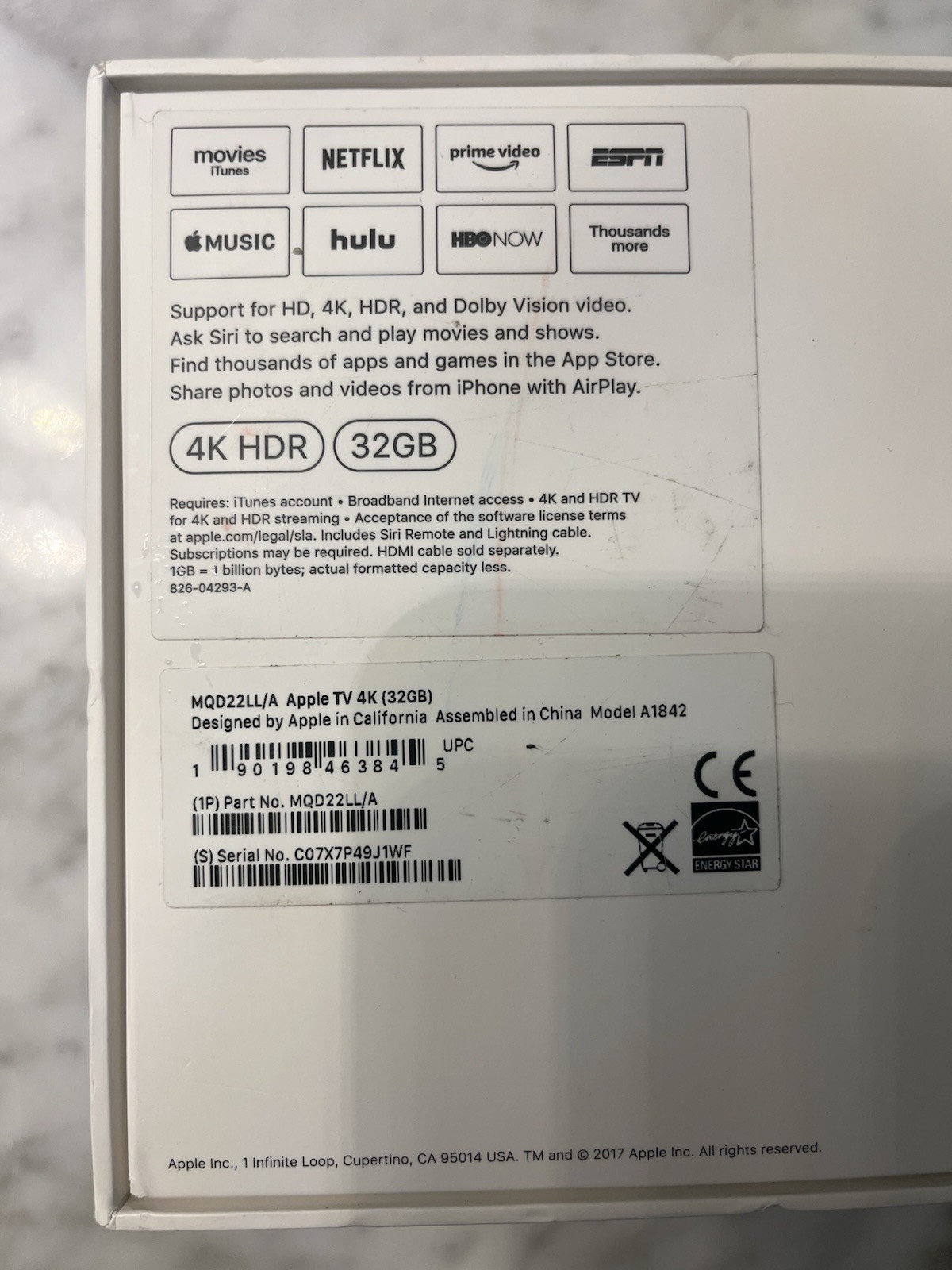 Apple TV Black MODEL A1469 No Remote Or Cords