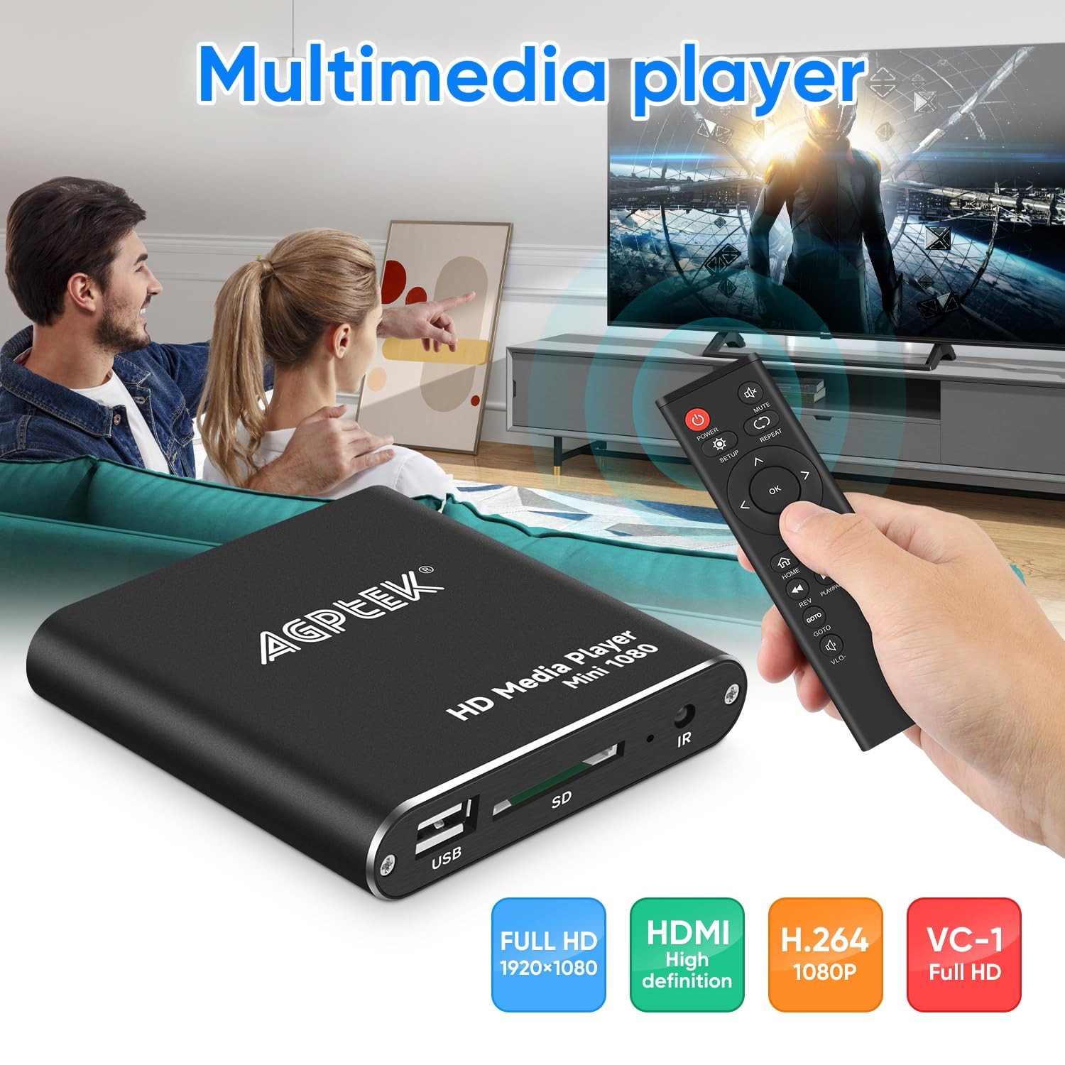 HDMI Media Player, Black Mini 1080p Full-HD Ultra Digital