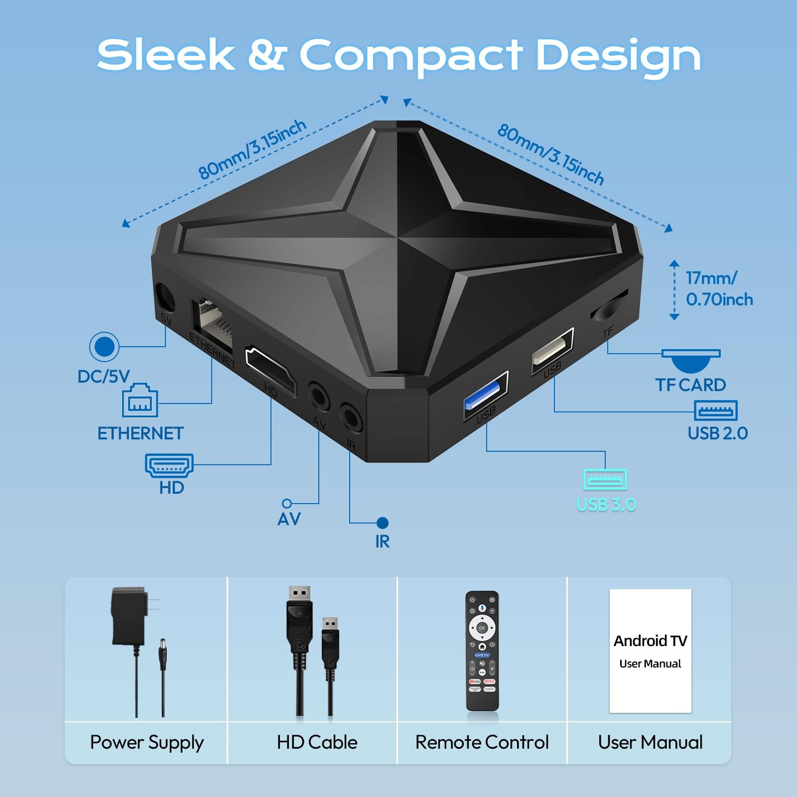 Easytone Android Tv 2026 Android 14 Tv Support 4K 8K Wifi 6 2.4G/5.8G Dual-Band