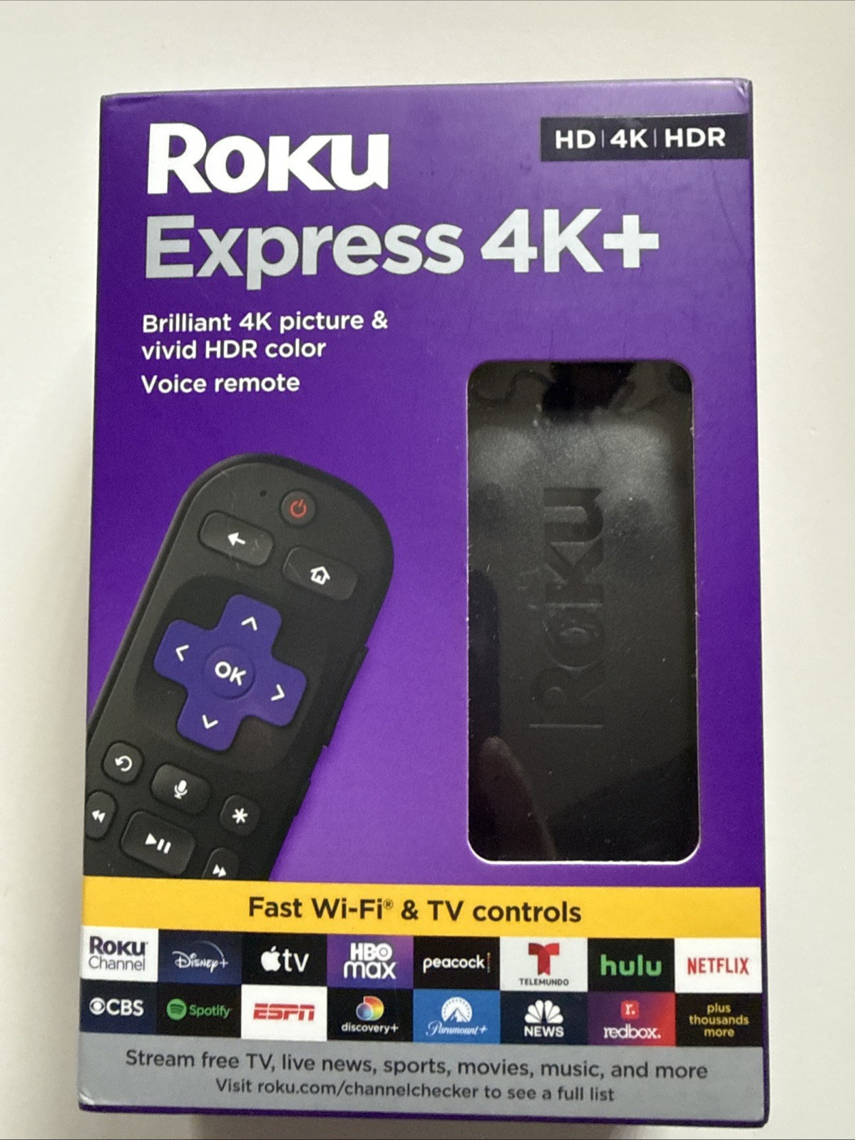 Roku Express 4K+ Streaming Media Player HD 4K HDR 3941R2 stick – Voice Remote