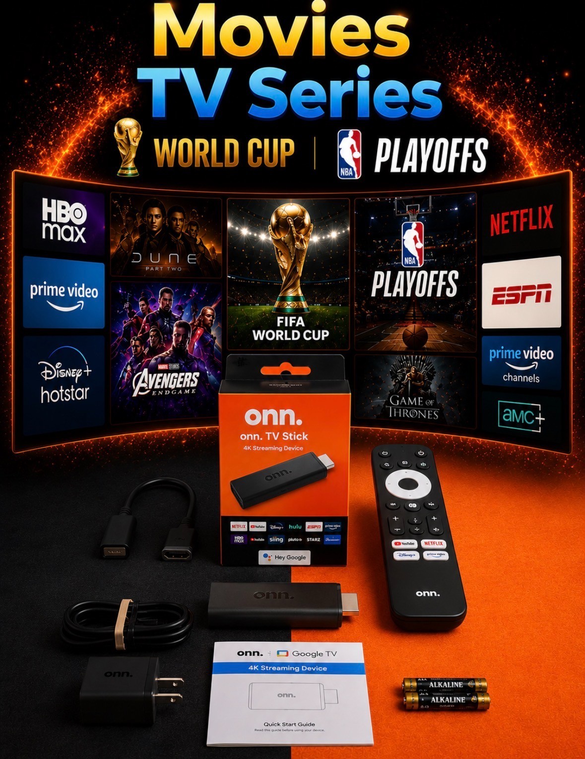 ONN Streaming Stick Unleashed Onn FHD – Movies TV Shows Sports