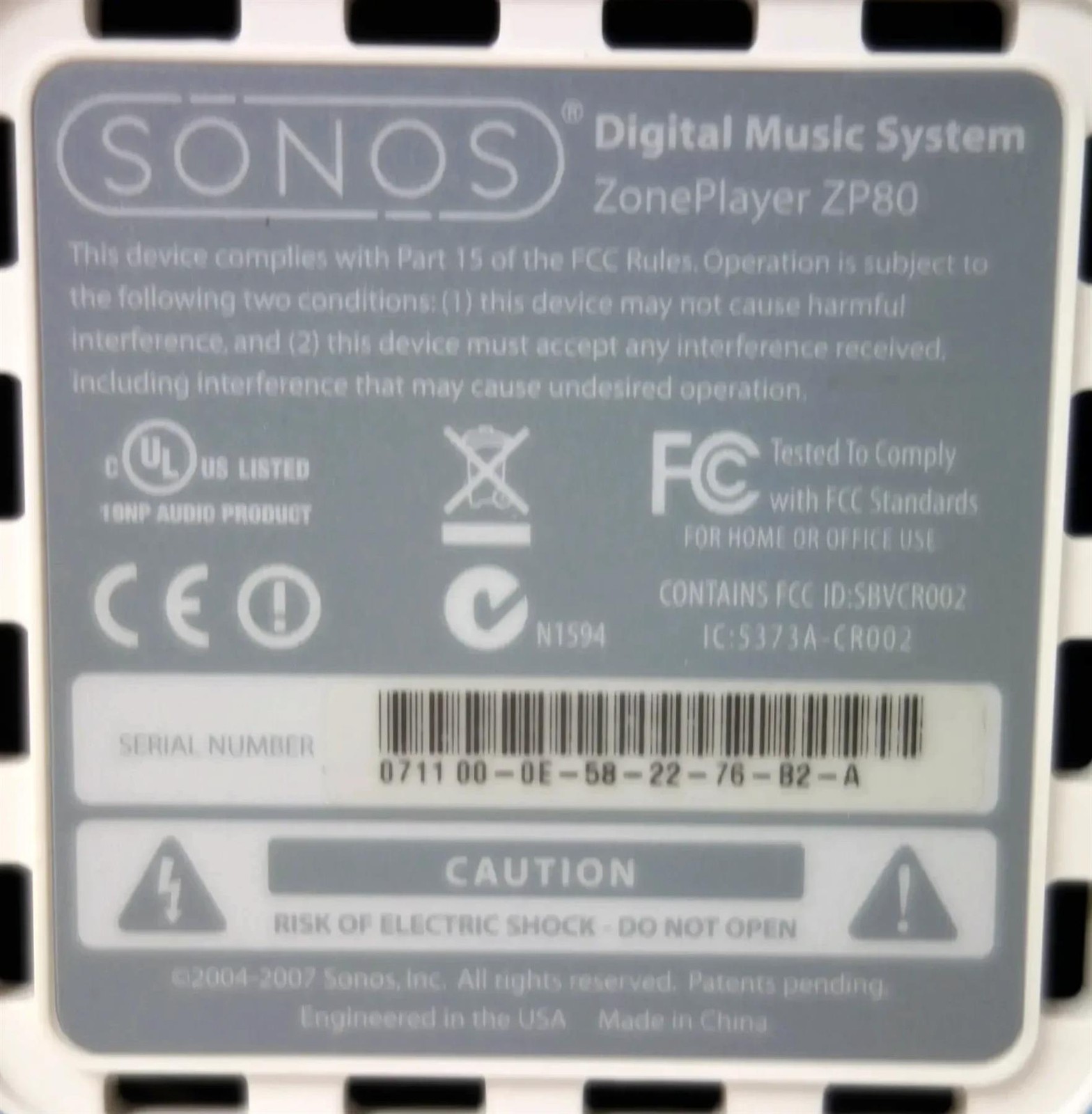 Sonos ZP80 ZonePlayer Digital Audio – Free shipping