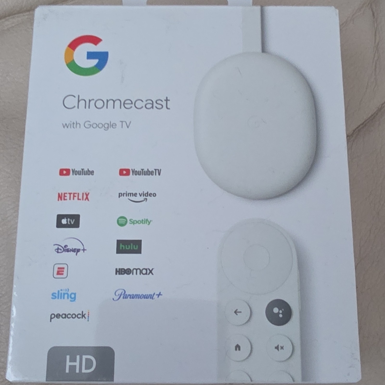 Google Chromecast HD with Google TV GA03131-US White Open Box Complete