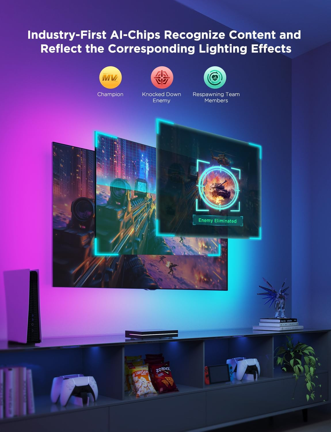 Govee HDMI 2.1 Sync Box 2, AI Sync Box with TV Backlight, Supports 8K@60Hz, 4K@1
