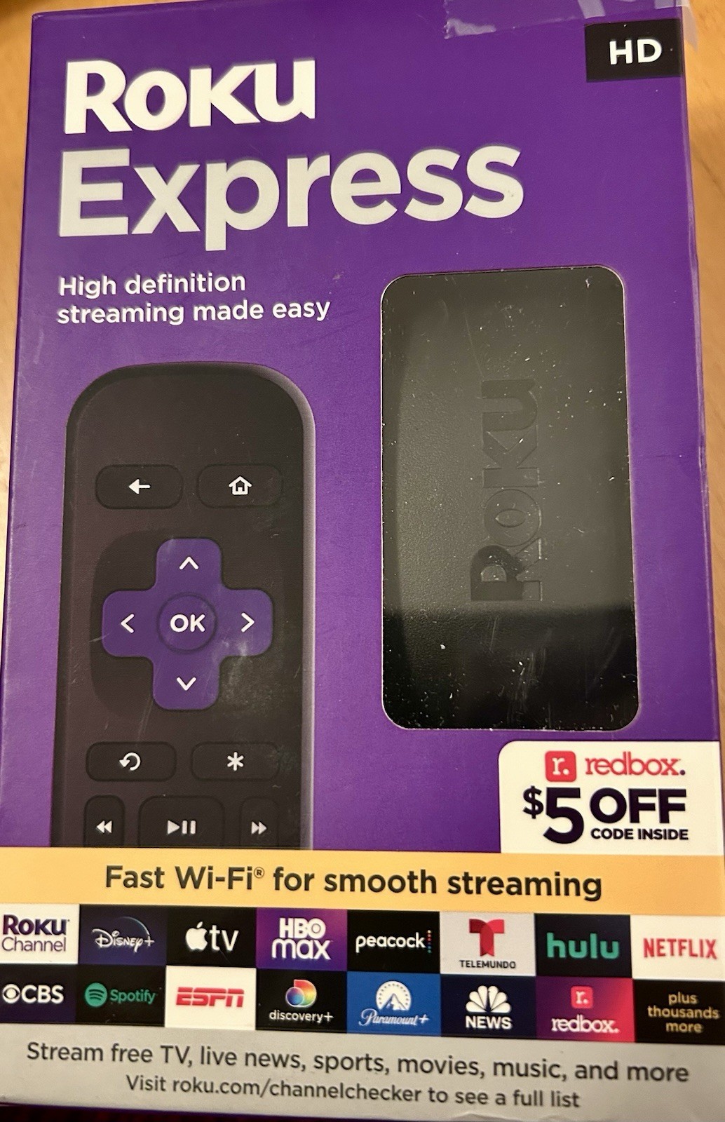 ROKU Express HD Streaming Device SKU# 3960RW HD – Open box/not used