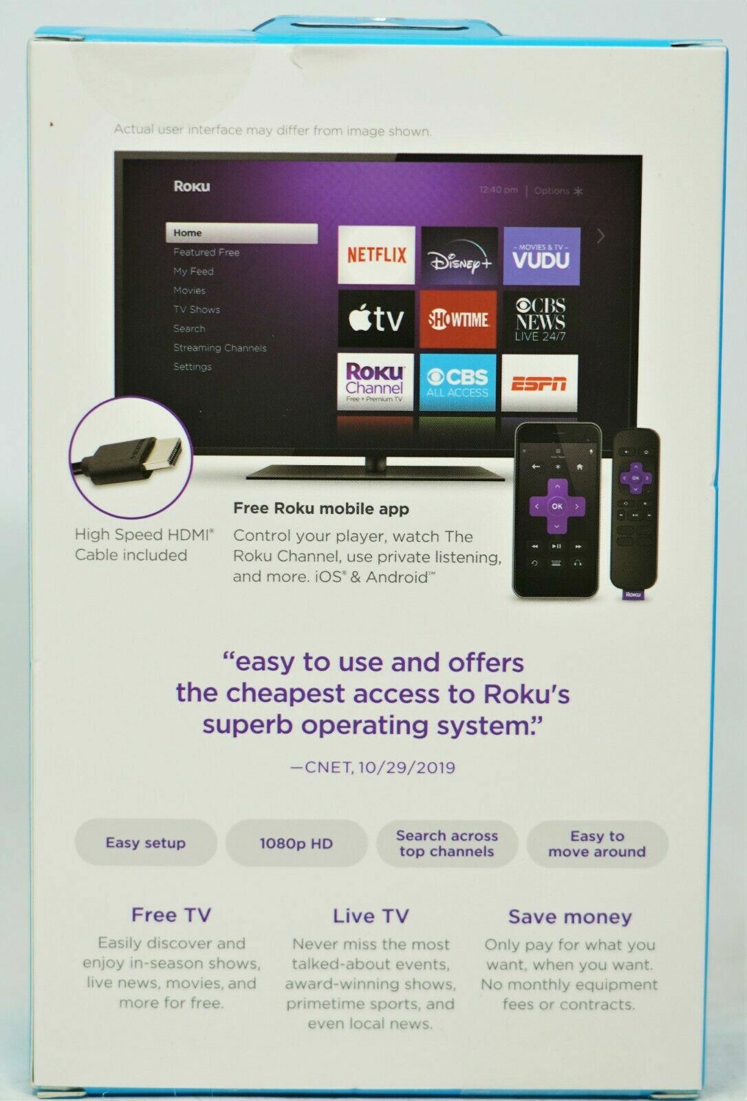 Roku Express HD 3930RW Streaming Media TV Live News Sports Music Streamer New