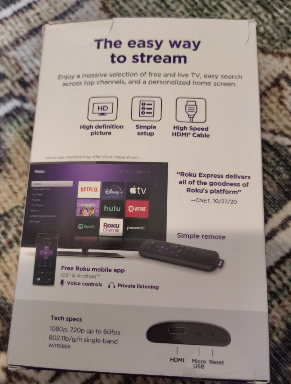 Roku Express Cable Remote – Black (3930R) – USED – in excellent condition.