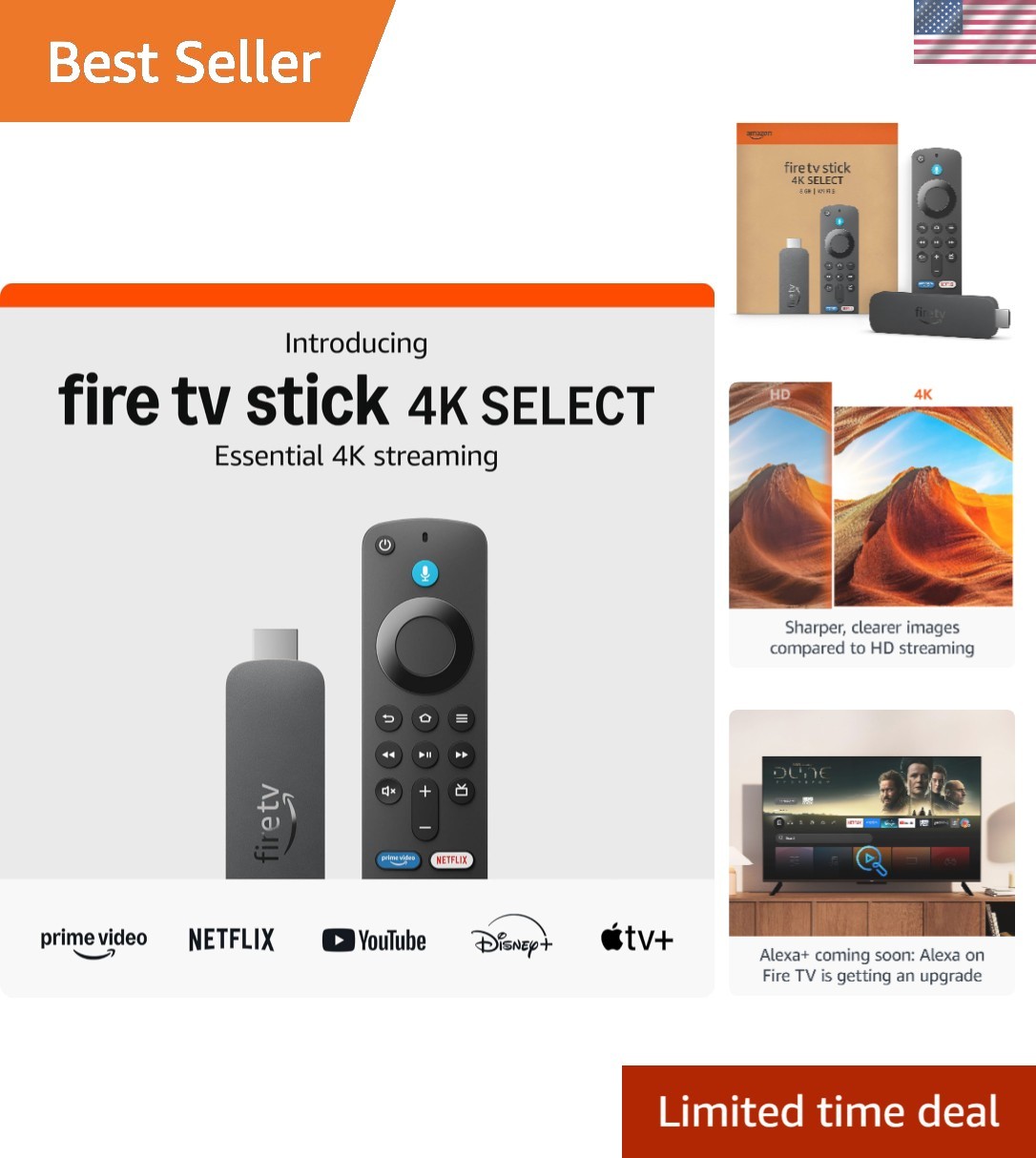 Stick 4K Select newest model, start streaming in 4K, AI-powered search, and f…