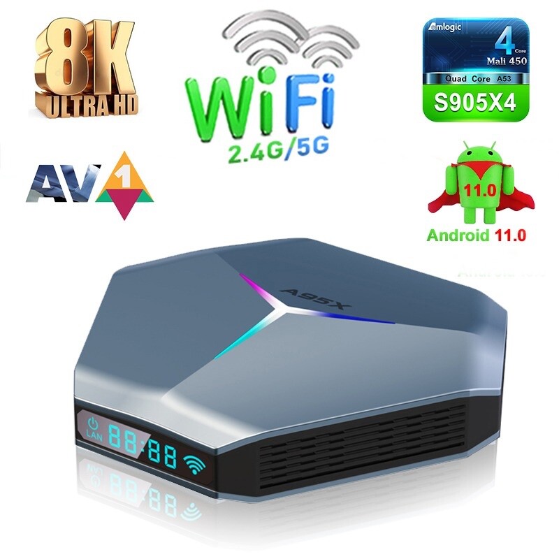 A95X F4 8K Android 11.0 TV Box Amlogic S905X4 2.4/5G WiFi UHD_Rebranded MiroTV