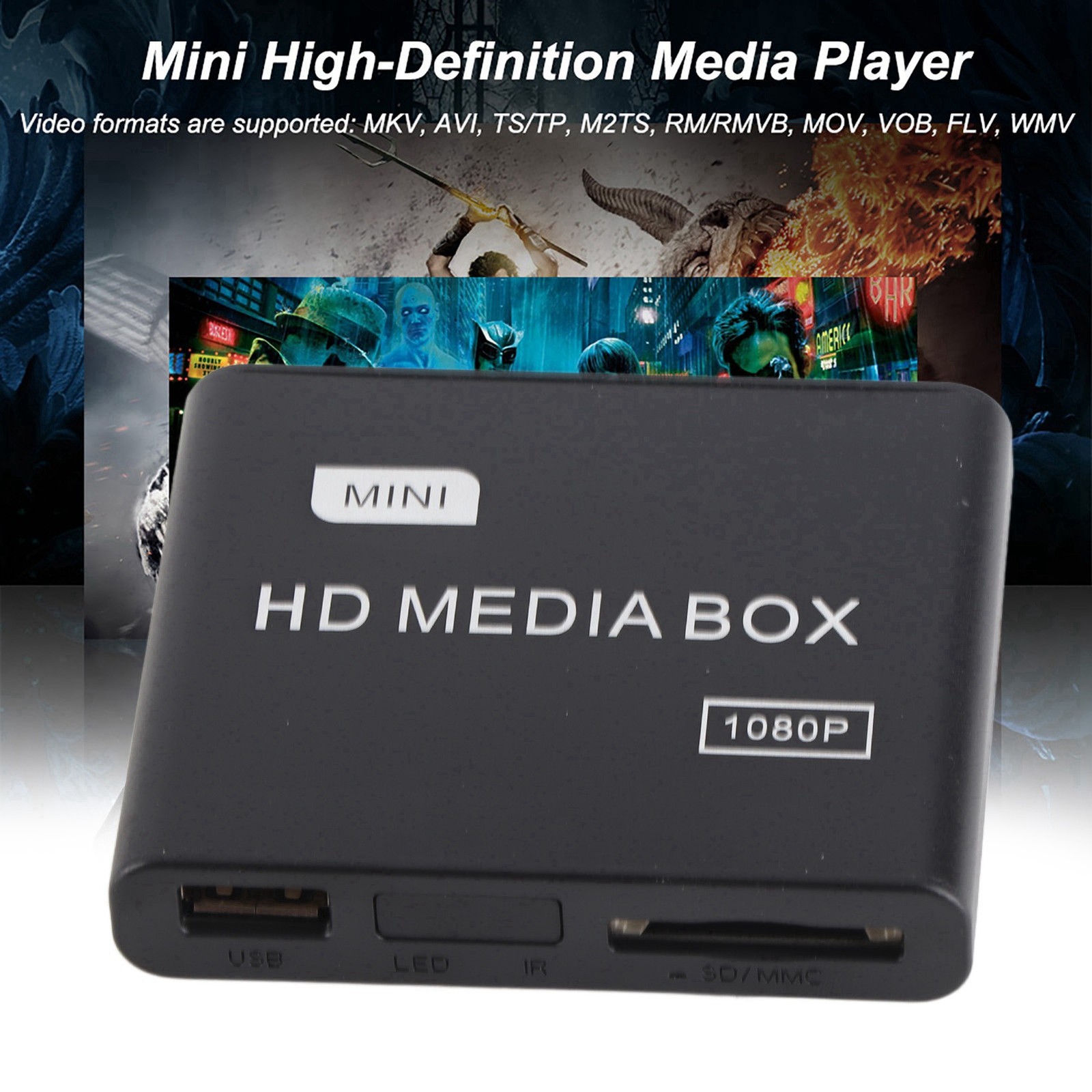 1080P Mini Box Media Player High Compatibility Support USB RMVB AVI For Home Ent