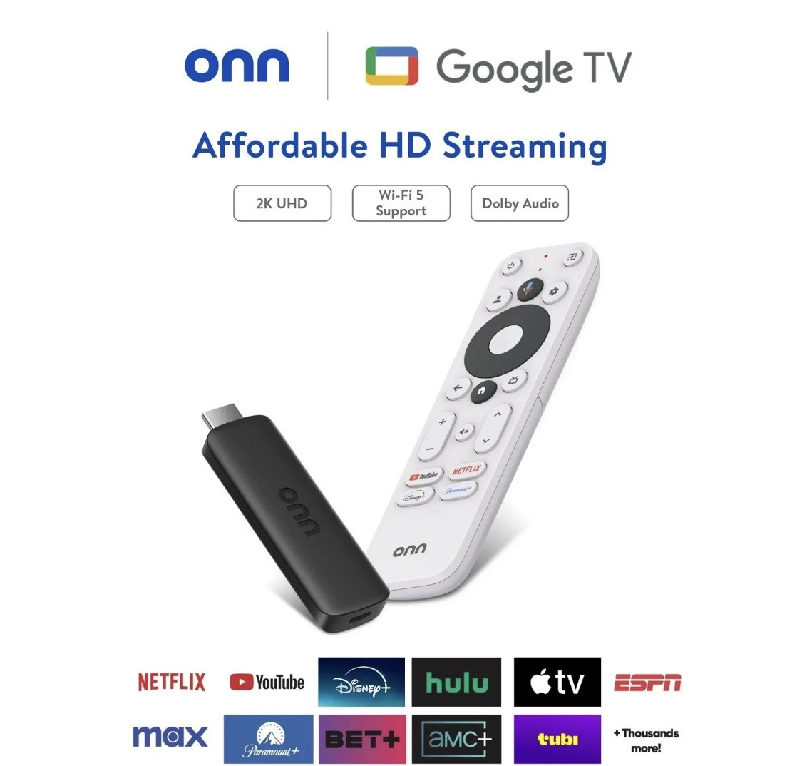 onn Full HD Streaming Device, Google TV – Fast Streaming, 8GB Storage, 1.5GB RAM