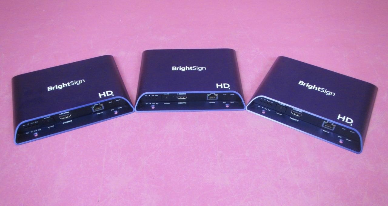 Lot of 3 BrightSign HD223 HD3 Network Interface Digital Signage Media Players
