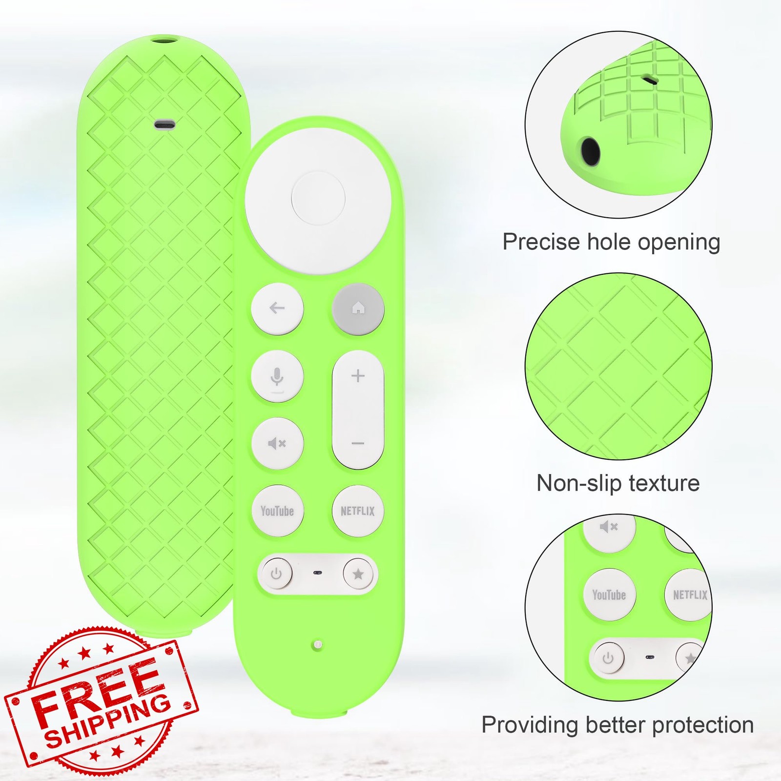 JCMOYUTY Glow Green Case Google TV Streamer 4K Remote