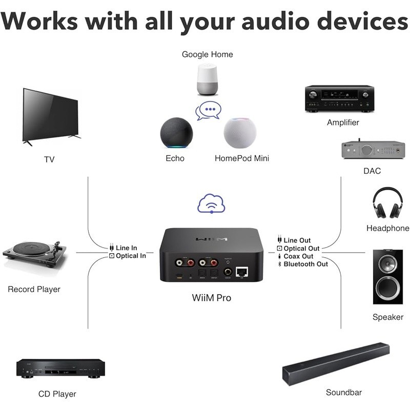 AirPlay 2 Receiver Google Cast Audio Hi-Res 192kHz Alexa Google Siri Compatible