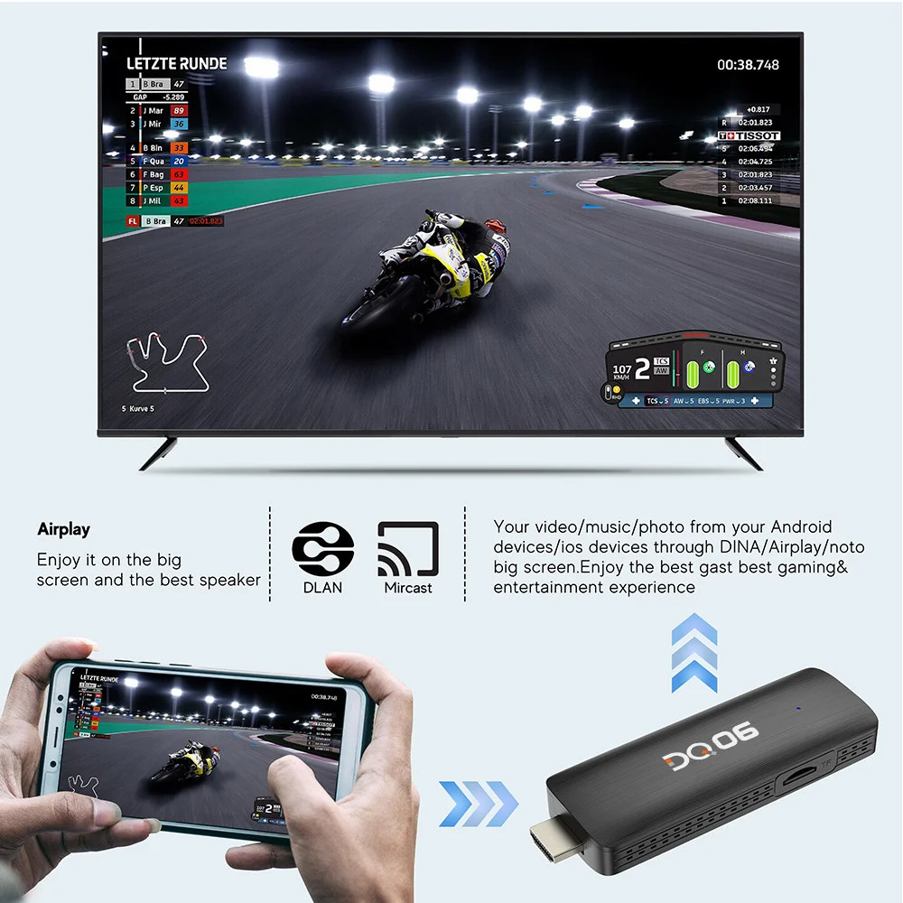 VONTAR DQ06 ATV Android 12 TV Stick 4K@60fps WiFi6 BT5.0 Voice Remote 2GB/16GB