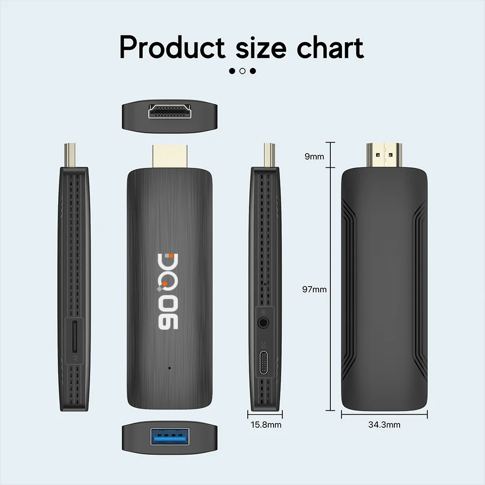 VONTAR DQ06 ATV Android 12 TV Stick 4K@60fps WiFi6 BT5.0 Voice Remote 2GB/16GB