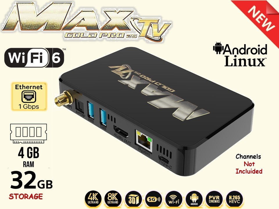 MAXTV GOLD PRO 5G 4K Quad Core 64 Bit ANDROID 9.1 (2023) UPDATED ,MORE POWERFUL