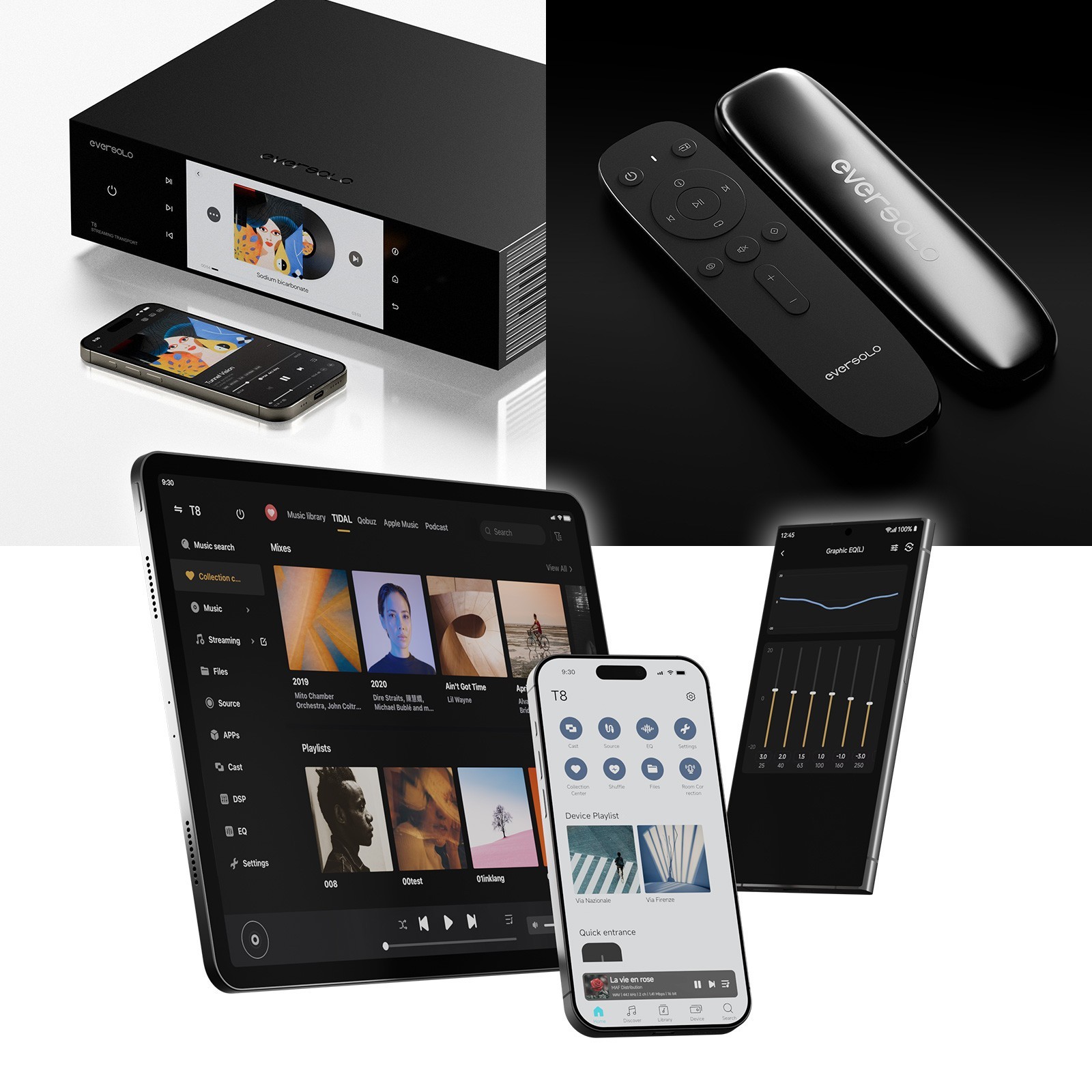 EverSolo T8 Music Streaming Transport – Black (OPEN BOX)