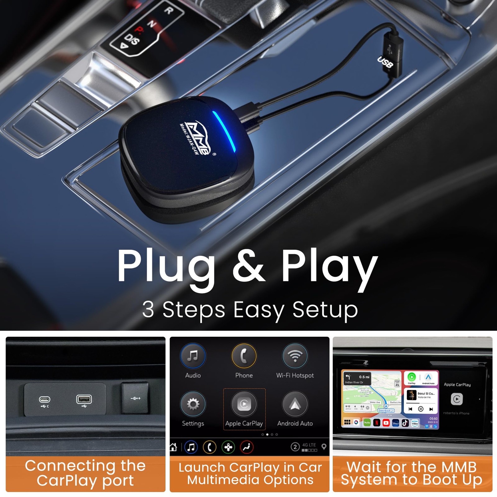 MMB MAX 5.0 CarPlay Box 2026 Android 13.0 Multimedia Video Ai Box, QCM 6225 8…
