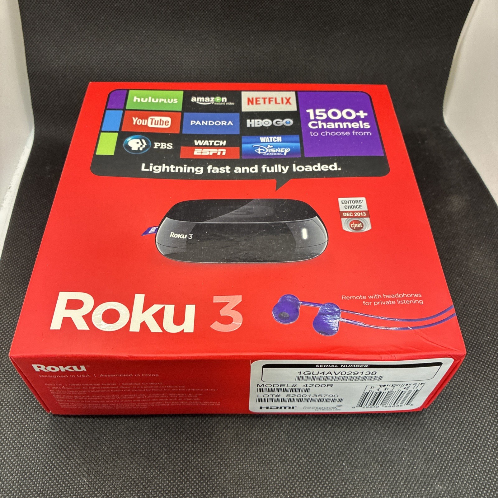 Roku 3 Streaming Media Player – Model 4200R + Remote, Box & Accessories loc DDD