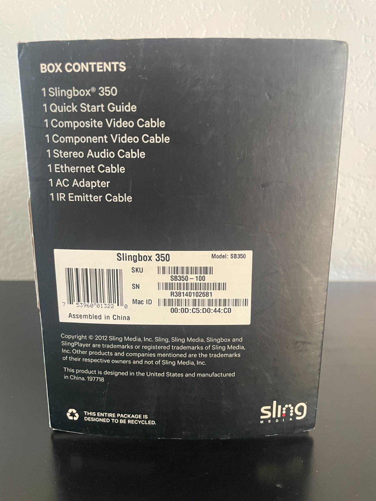 SlingBox 350 – SB350 – Black 1920×1080 Digital HD Media Streamer NEW