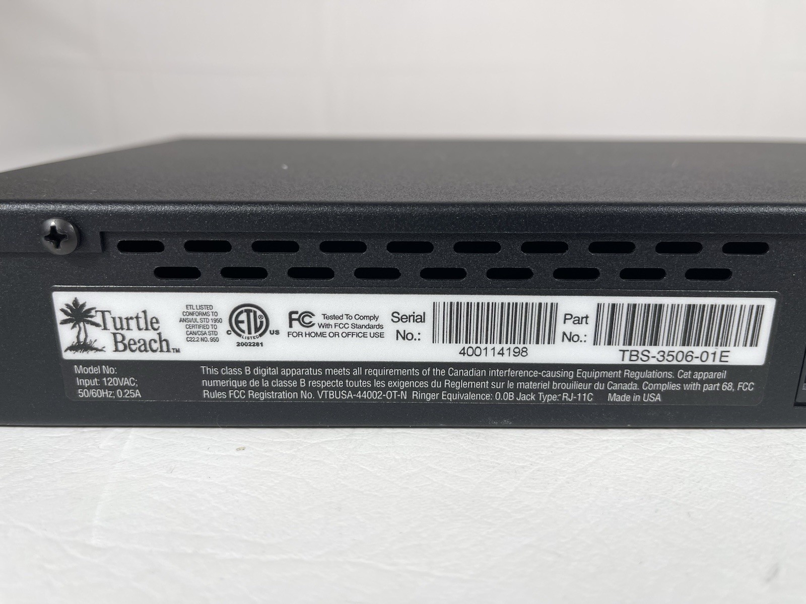 Turtle Beach Audiotron Hi-Fi Streaming Music Player TBS-3506-01E Remote – Works