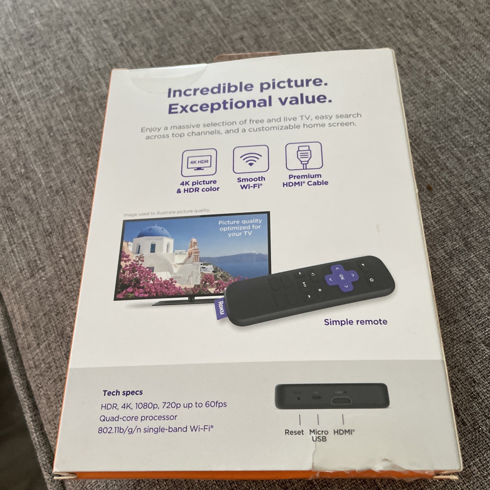 Roku Premiere Media 4K &HDR Streamer – 3920R (Black) NEW