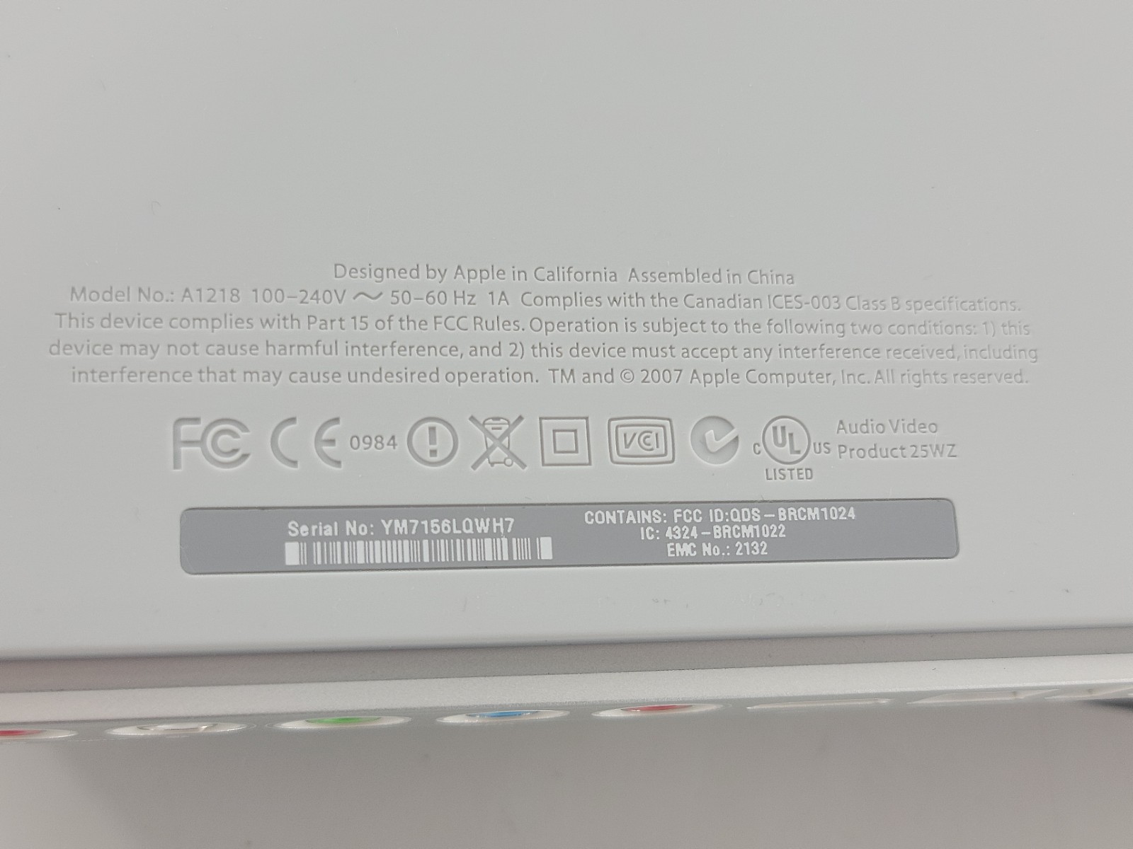Apple TV A1218 MA711LL/A Media Streamer Box HDMI Wi-Fi Silver Music Photos