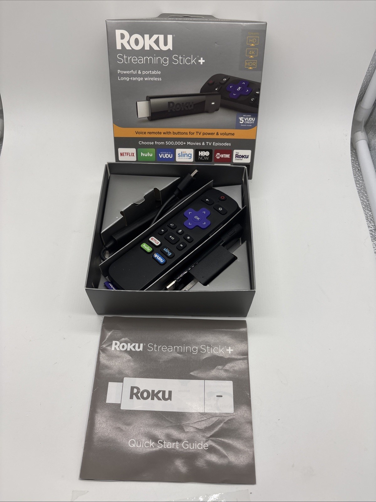 Roku Streaming Stick+ (8th Generation) 3810RW VUDU Edition – Black