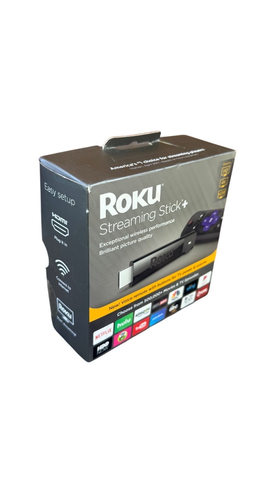 Roku Streaming Stick+ With 4K HDR Ultra HD Quad-Core Processor & Remote Control