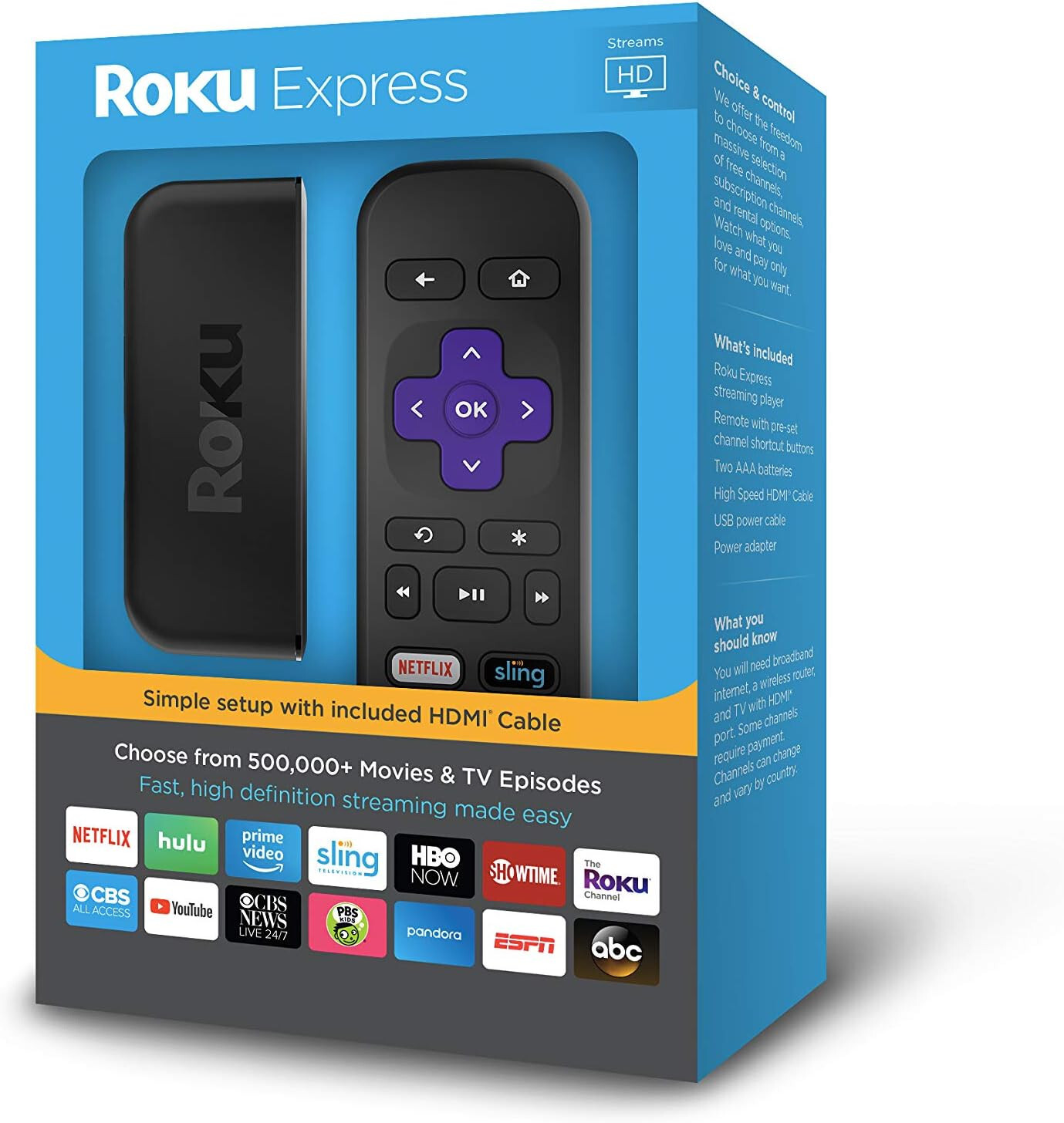 ROKU EXPRESS 3900R 1080p FULL HD MEDIA STREAMING PLAYER BLACK