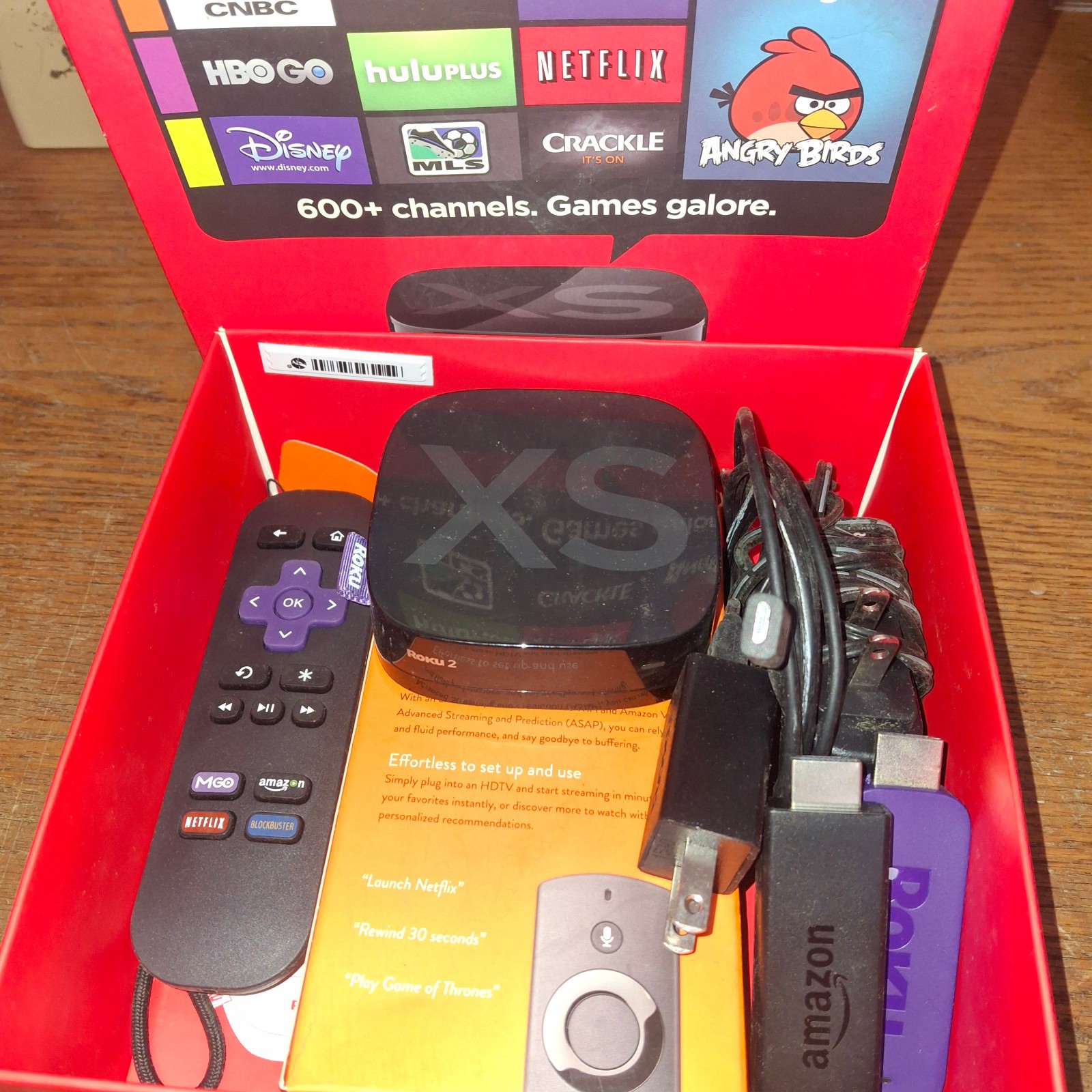 Roku 2 XS Model 3100R Media Streamer w/ Remote AC Power Adapter working used