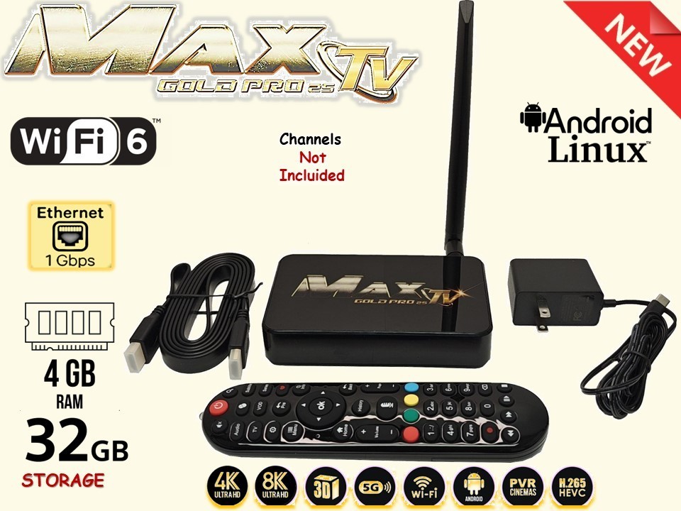 MAXTV GOLD PRO 5G 4K Quad Core 64 Bit ANDROID 9.1 (2023) UPDATED ,MORE POWERFUL