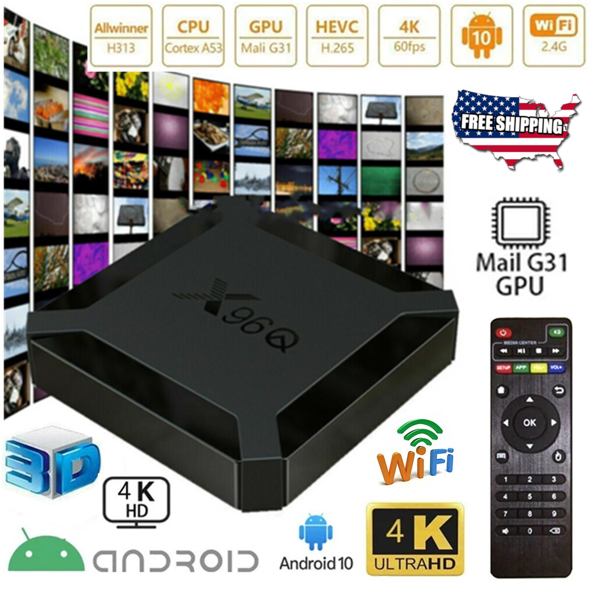 2024 Android 10.0 TV Box X96Q Quad Core HD 4K Mini Media Stream Player Dual WiFi