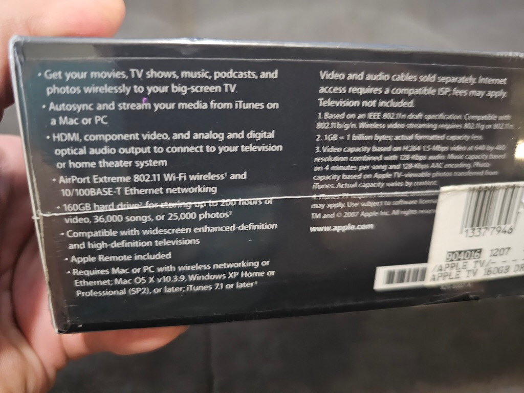 RARE MAC + PC Apple TV (1st Generation) 160GB Media Streamer. A1218. NEW SEALED.